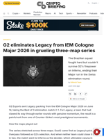 G2 eliminates Legacy from IEM Cologne Major 2026 in grueling three-map series
