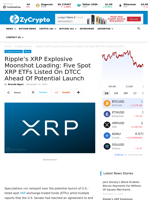 Ripple’s XRP Explosive Moonshot Loading: Five Spot XRP ETFs Listed On DTCC Ahead Of Potential Launch ⋆ ZyCrypto