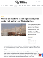 Global oil markets face heightened price spike risk as Iran conflict reignites
