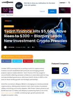 Yearn Finance Hits $5,600, Aave Rises to $300 - Blazpay Leads New Investment Crypto Presales | Live Bitcoin News
