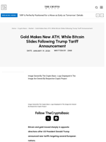 Gold Makes New ATH, While Bitcoin Slides Following Trump Tariff Announcement
