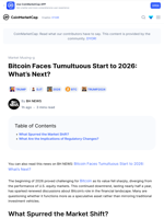 Bitcoin Faces Tumultuous Start to 2026: What’s Next?: Guest Post by BH NEWS | CoinMarketCap