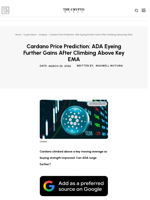 Cardano Price Prediction: ADA Eyeing Further Gains After Climbing Above Key EMA