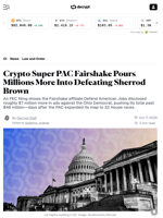 Crypto Super PAC Fairshake Pours Millions More Into Defeating Sherrod Brown - Decrypt