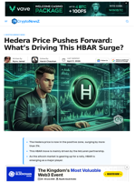 Hedera Price Rises As Altcoin Market Gears Up for a Rally