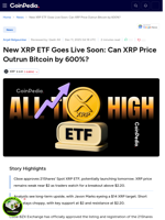 New XRP ETF Goes Live Soon: Can XRP Price Outrun Bitcoin by 600%?
