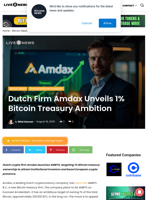Dutch Firm Amdax Unveils 1% Bitcoin Treasury Ambition | Live Bitcoin News