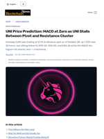 UNI Price Prediction: MACD at Zero as UNI Stalls Between Pivot and Resistance Cluster - Blockchain.News