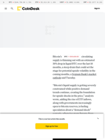 BTC Price Prediction: Bitcoin Liquidity Crunch Points to Fresh Upside Volatility, Sygnum Bank Says