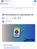 XRP Price Prediction for Today (October 19): Guest Post by CaptainAltcoin | CoinMarketCap