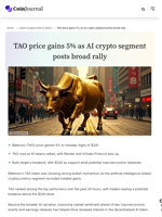 TAO price gains 5% as AI crypto segment posts broad rally - CoinJournal