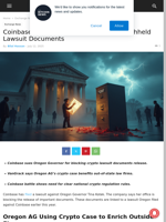Coinbase Sues Oregon Governor Over Withheld Lawsuit Documents | Live Bitcoin News