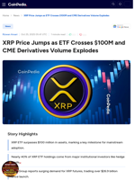 XRP Price Jumps as ETF Crosses $100M and CME Derivatives Volume Explodes