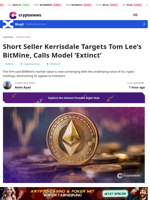 Short Seller Kerrisdale Targets Tom Lee’s BitMine, Calls Model ‘Extinct’