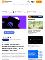 Kraken Launches Institutional Platform Offering Credit, 90% Market Access – Exchanges Bitcoin News