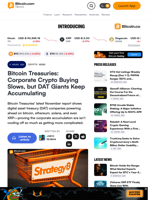 Bitcoin Treasuries: Corporate Crypto Buying Slows, but DAT Giants Keep Accumulating – Crypto News Bitcoin News