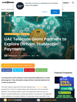 UAE Telecom Giant Partners to Explore Dirham Stablecoin Payments | Live Bitcoin News