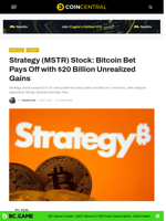 Strategy (MSTR) Stock: Bitcoin Bet Pays Off with $20 Billion Unrealized Gains - CoinCentral