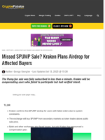 Missed $PUMP Sale? Kraken Plans Airdrop for Affected Buyers