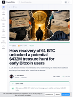 Bitcoin recovery unlocks potential $432M Intersango hunt