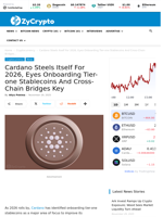 Cardano Steels Itself For 2026, Eyes Onboarding Tier-one Stablecoins And Cross-Chain Bridges Key ⋆ ZyCrypto