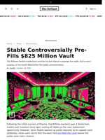 Stable Controversially Pre-Fills $825 Million Vault - 