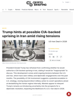 Trump hints at possible CIA-backed uprising in Iran amid rising tensions