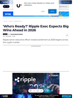 'Who's Ready?' Ripple Exec Expects Big Wins Ahead in
2026