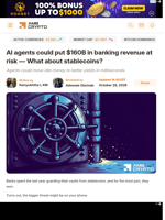 AI agents could put $160B in banking revenue at risk — What about stablecoins? - AMBCrypto