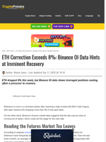 ETH Correction Exceeds 8%: Binance OI Data Hints at Imminent Recovery