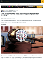 CFTC Files Lawsuit Against Utah Over Prediction Markets
