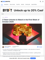 SUI, ENA, EIGEN Lead October’s Biggest Token Unlocks