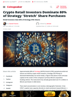 Crypto Retail Dominate 80% of Strategy 'Stretch' Purchases