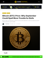 Bitcoin (BTC) Price: Why September Could Spell More Trouble for Bulls - CoinCentral