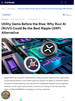 Utility Gems Before the Rise: Why Ruvi AI (RUVI) Could Be the Best Ripple (XRP) Alternative