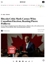 Bitcoin Critic Mark Carney Wins Canadian Election, Beating Pierre Poilievre - Decrypt