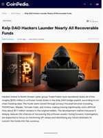 Kelp DAO Hackers Launder Nearly All Recoverable Funds