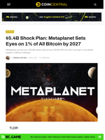 $5.4B Shock Plan: Metaplanet Sets Eyes on 1% of All Bitcoin by 2027 - CoinCentral