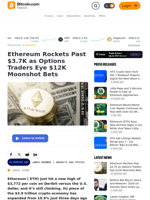 Ethereum Rockets Past $3.7K as Options Traders Eye $12K Moonshot Bets – Markets and Prices Bitcoin News
