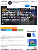 Did You Miss XLM’s Explosive Start? LivLive ($LIVE) Price News Points Toward the Next 100x Crypto to Buy This Year | Live Bitcoin News