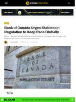 Bank of Canada Urges Stablecoin Regulation to Keep Pace Globally