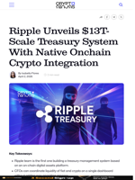 Ripple Unveils $13T-Scale Treasury System With Native Onchain Crypto Integration