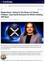 Ripple News: 'Going To The Moon Is A Solved Problem,' Says David Schwartz On What’s Holding XRP Back