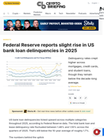 Federal Reserve reports slight rise in US bank loan delinquencies in 2025