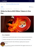Shiba Inu Burns 600 Million Tokens in One Day