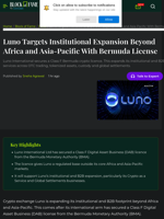 Luno Targets Institutional Expansion Beyond Africa and Asia-Pacific With Bermuda License