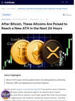After Bitcoin, These Altcoins Are Poised to Reach a New ATH in the Next 24 Hours