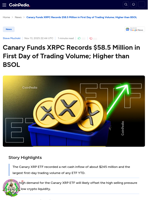 Canary Funds XRPC Records $58.5 Million in First Day of Trading Volume