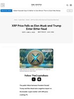 XRP Price Falls as Elon Musk and Trump Enter Bitter Feud