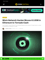 Mixin Network Hacker Moves $3.85M in Ethereum to Tornado Cash - CoinCentral